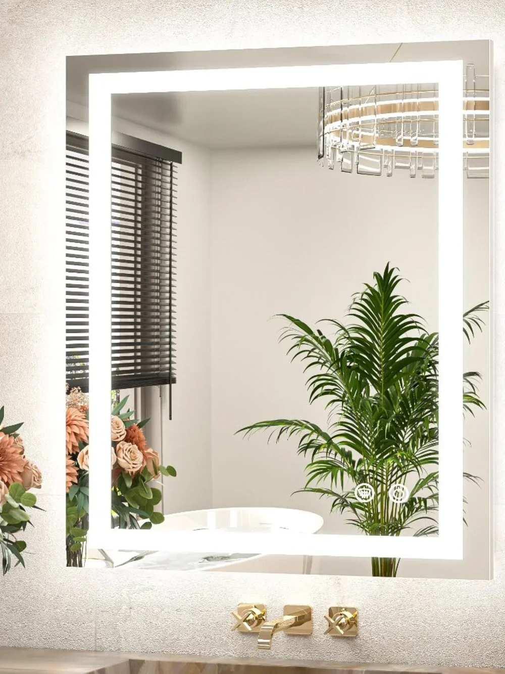 TETOTE LED Bathroom Mirror 24x30 Inch Lighted Vanity Mirror Frontlit Backlit